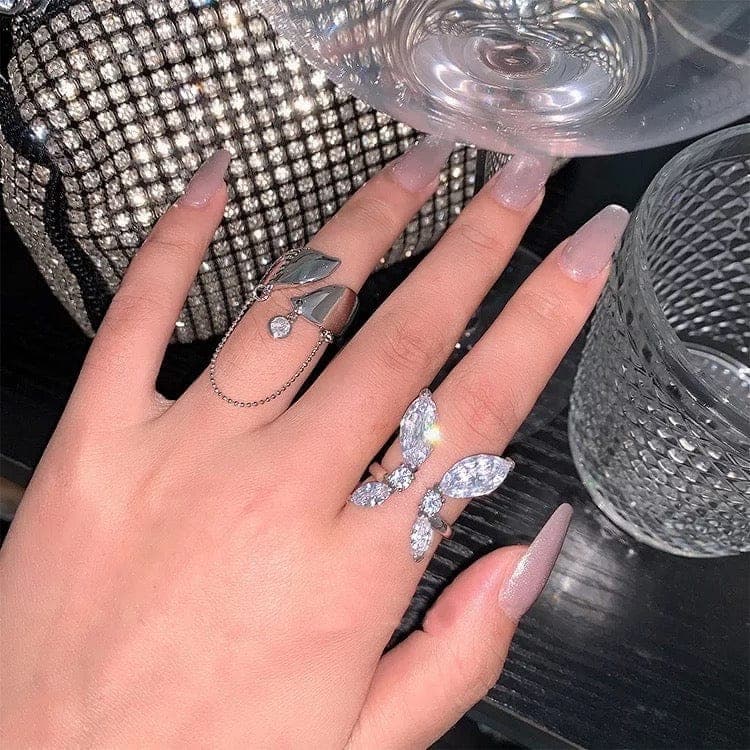 Crystal Butterfly Open Ring