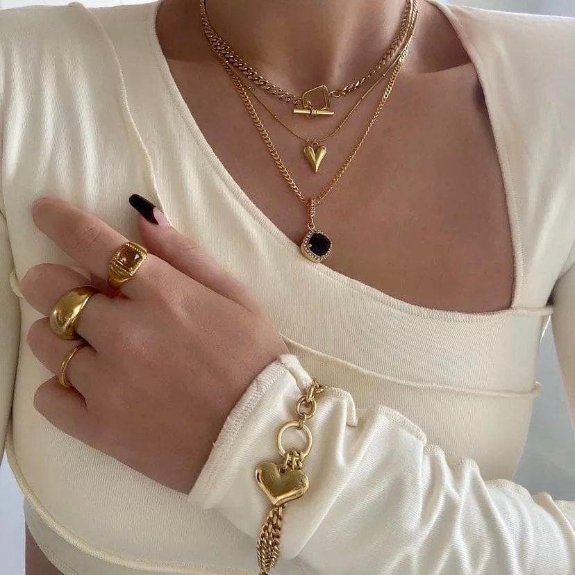 Gold 3 Pc Set Layer Necklace