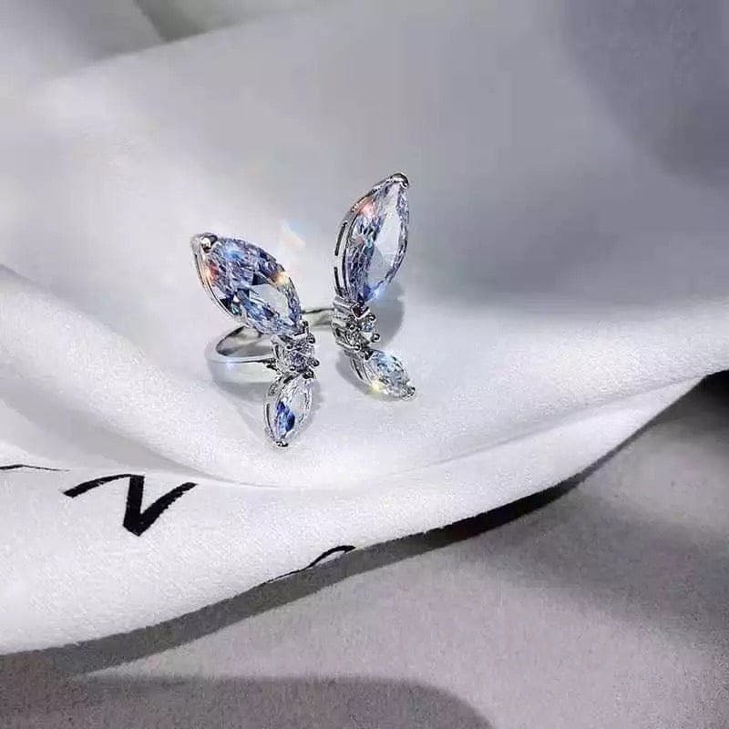 Crystal Butterfly Open Ring