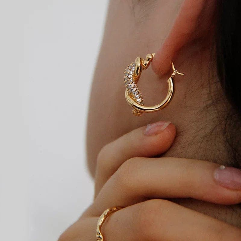 Cubic Zirconia Twisted Hoop Earrings