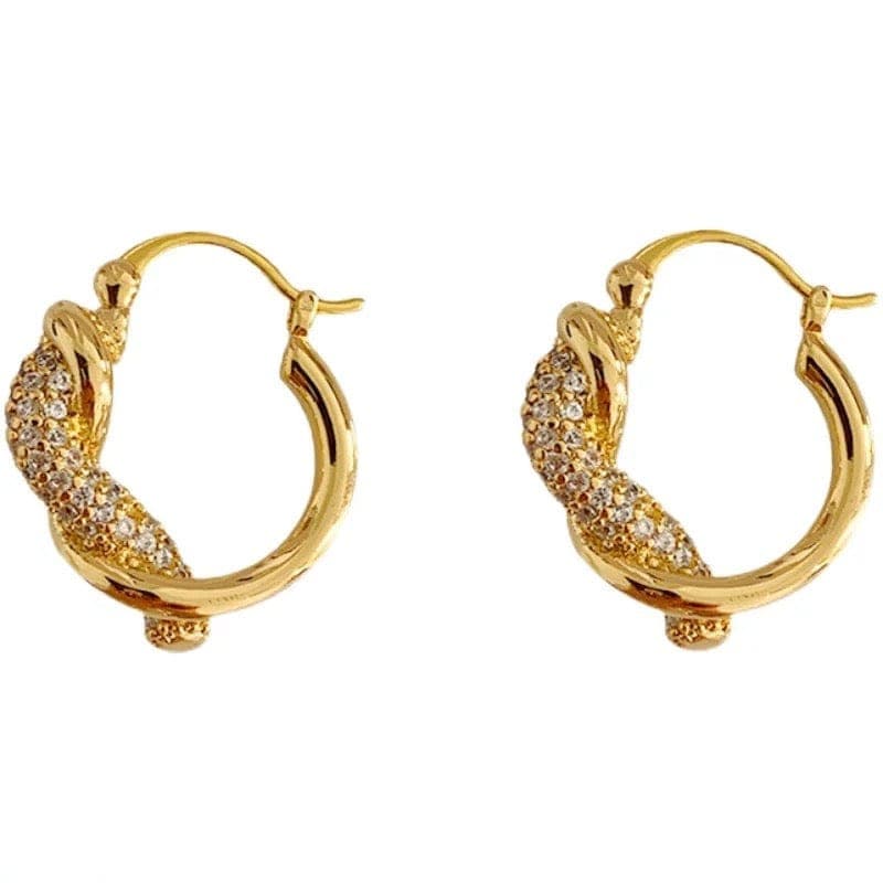 Cubic Zirconia Twisted Hoop Earrings