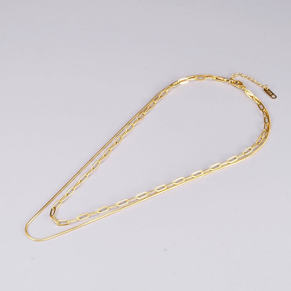 Layered 316L Stainless Steel 18K Gold-Plated Necklace – 14” & 18” Chains