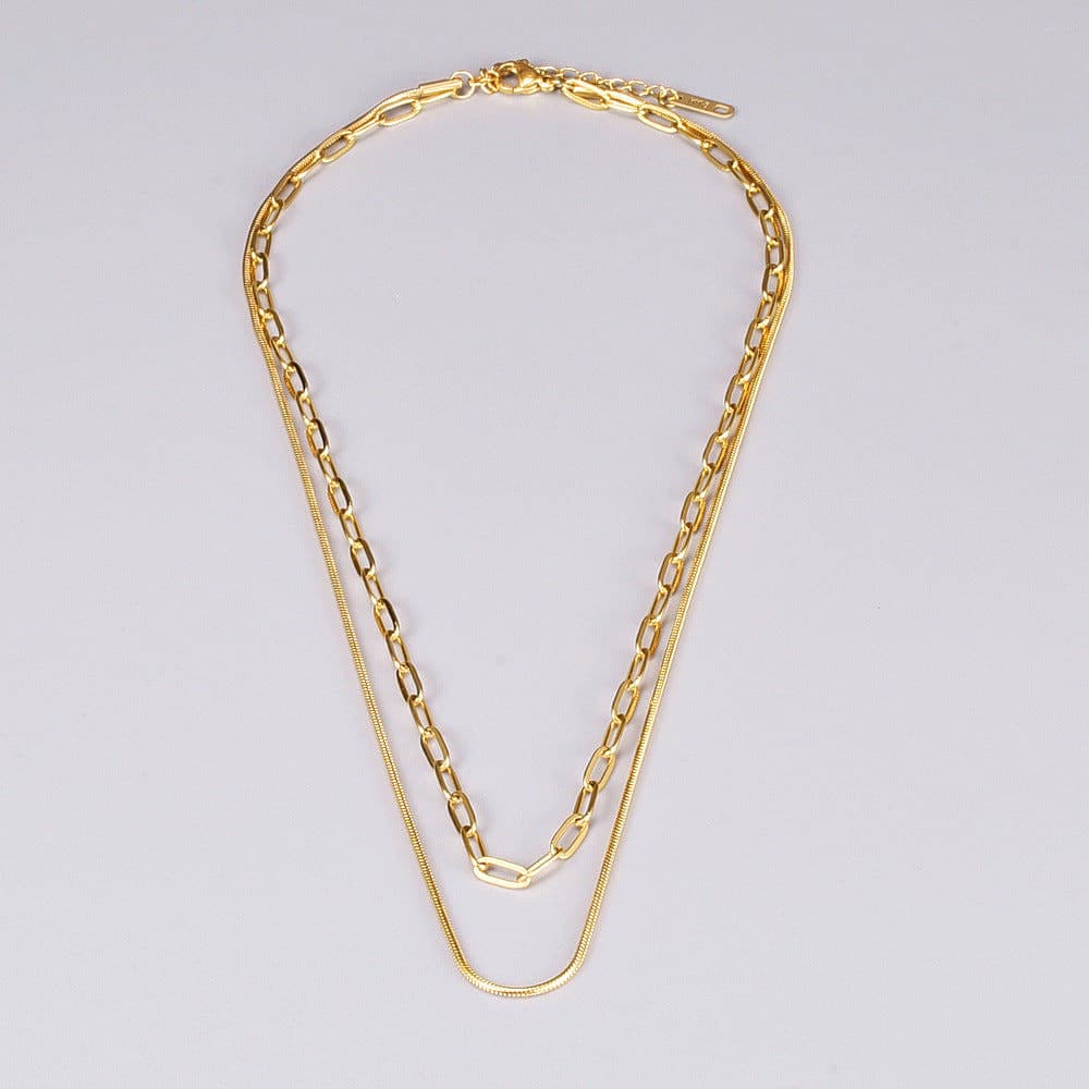 Layered 316L Stainless Steel 18K Gold-Plated Necklace – 14” & 18” Chains